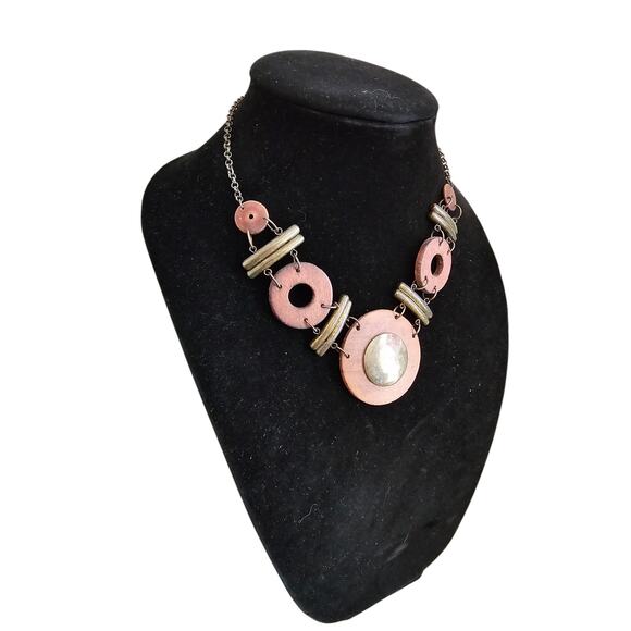 Vintage Mid Century Statement Piece Necklace Large Round Wooden Beads Tribal - Picture 2 of 4